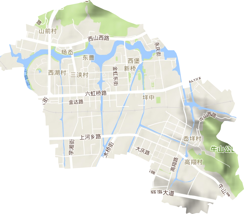 新桥街道地形地图