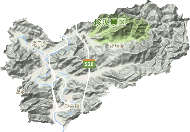 沙头镇地形地图