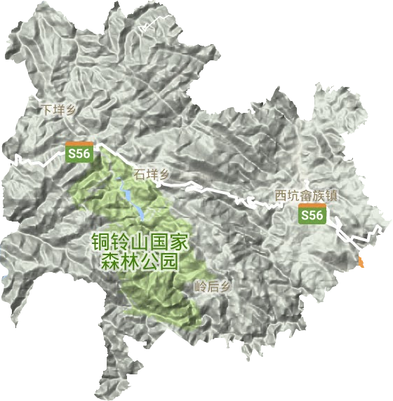 西坑畲族镇地形地图