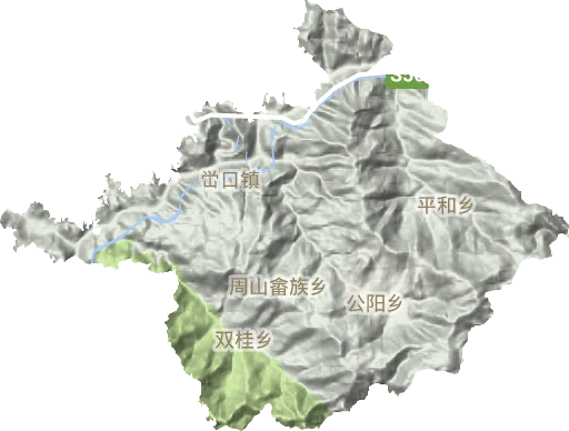 峃口镇地形地图