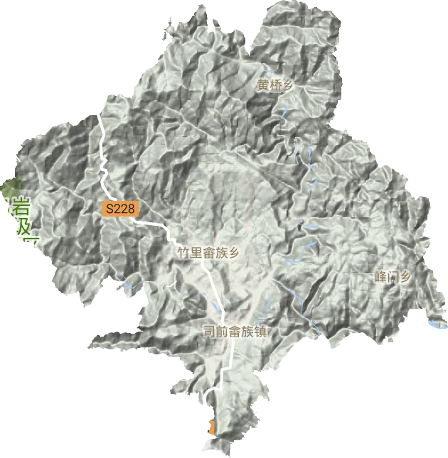 司前畲族镇地形地图