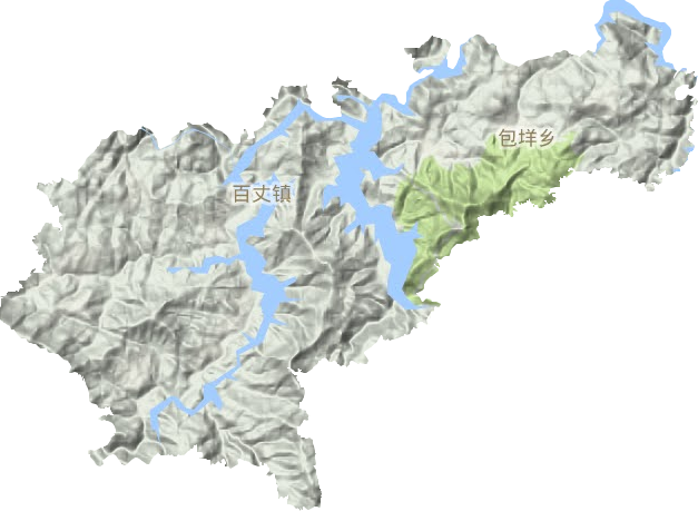 百丈镇地形地图