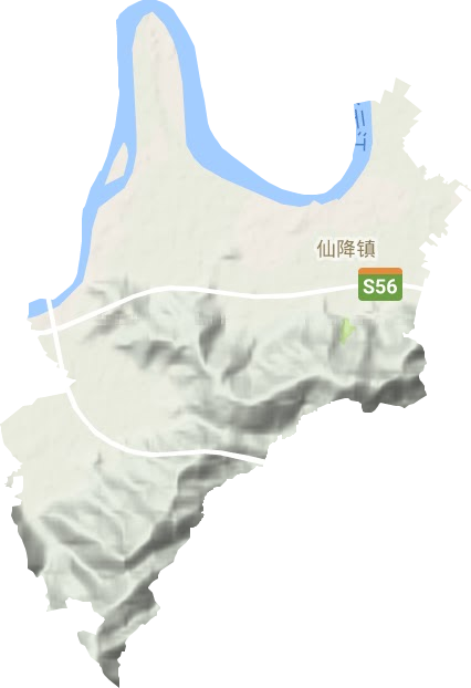 仙降街道地形地图