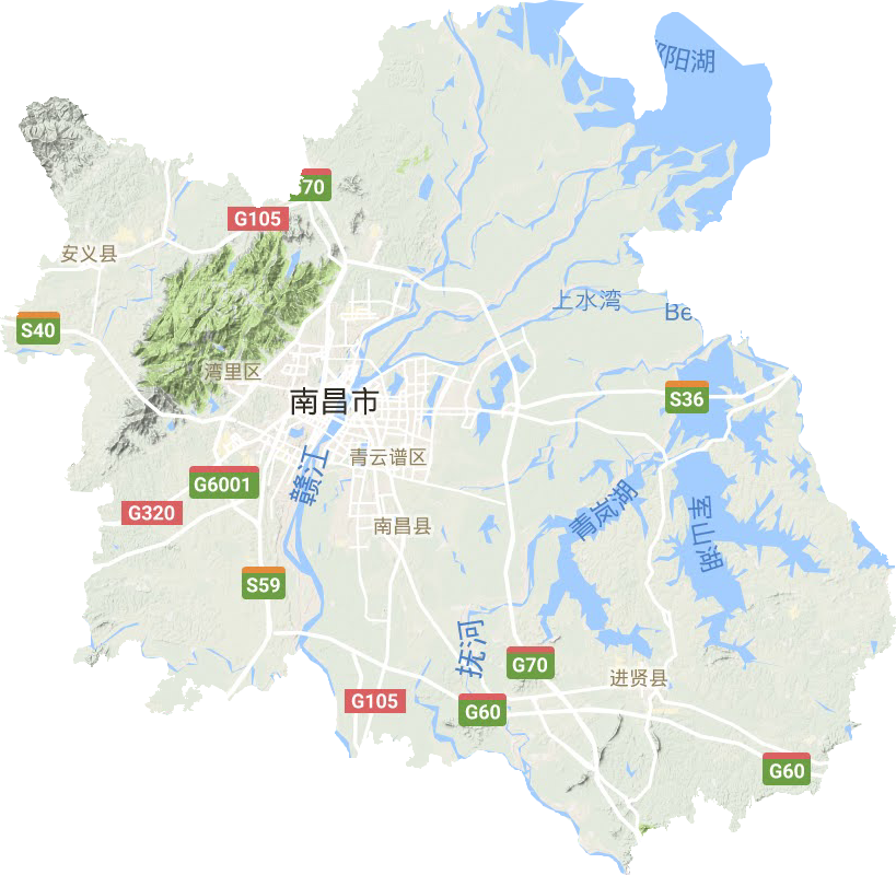 南昌市地形地图