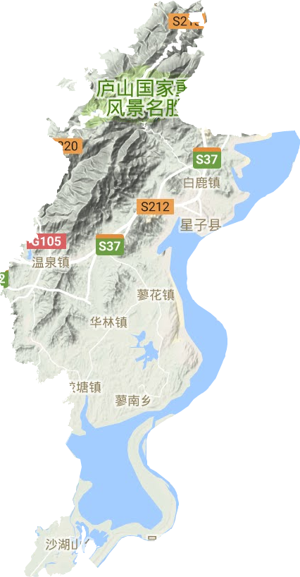 庐山市地形地图