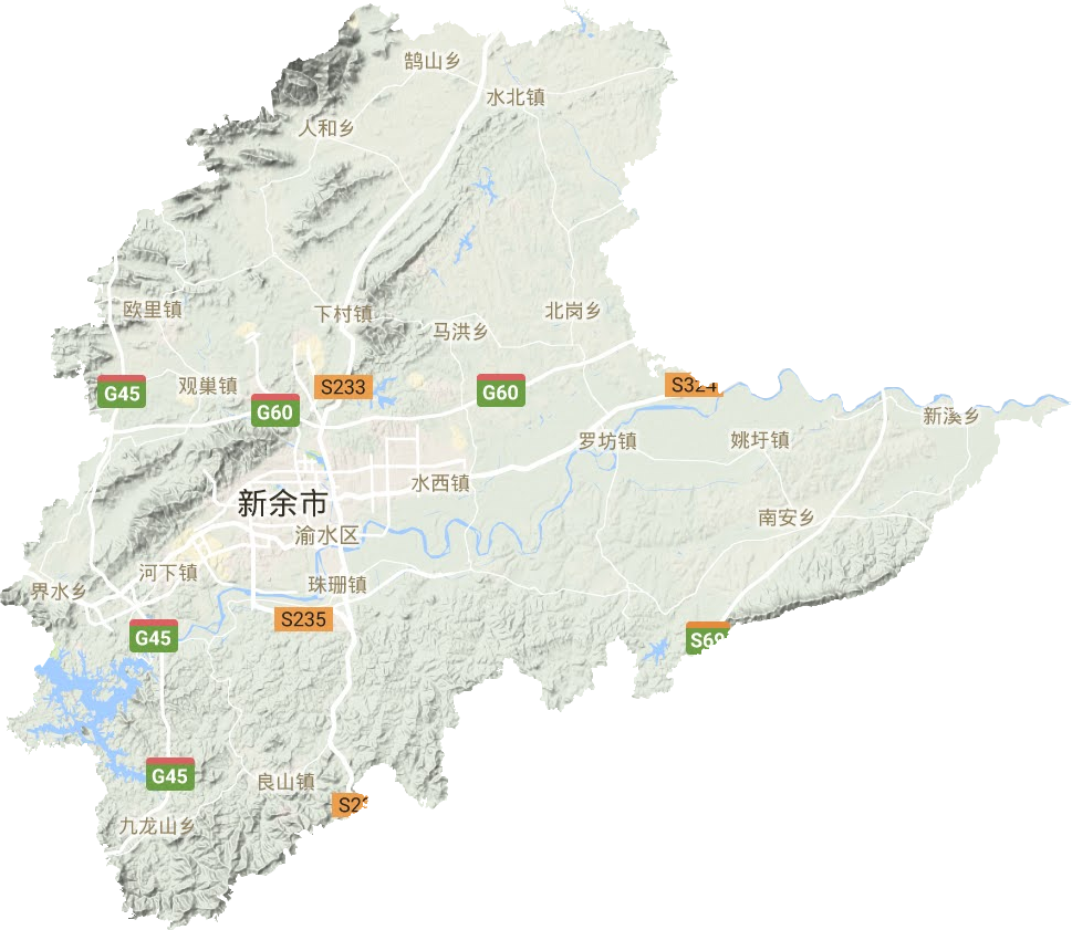 渝水区地形地图