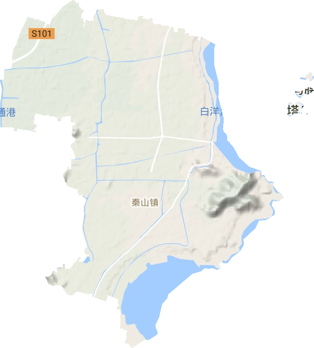 秦山街道地形地图