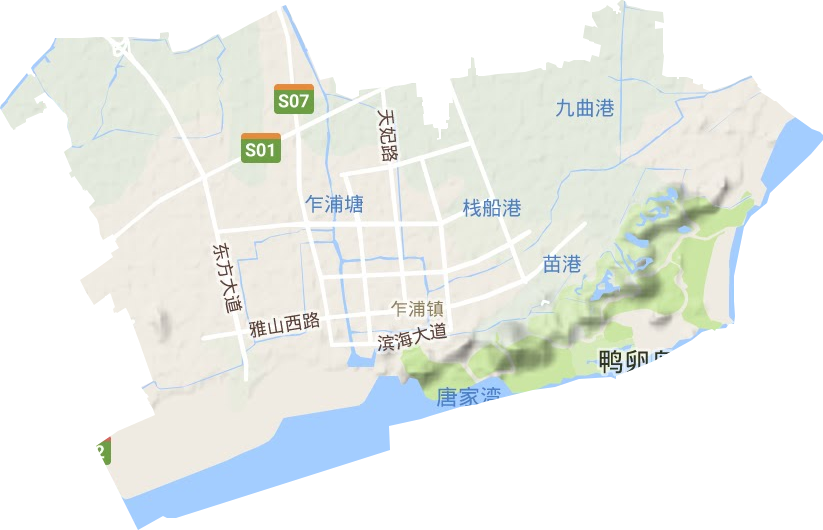 乍浦镇地形地图