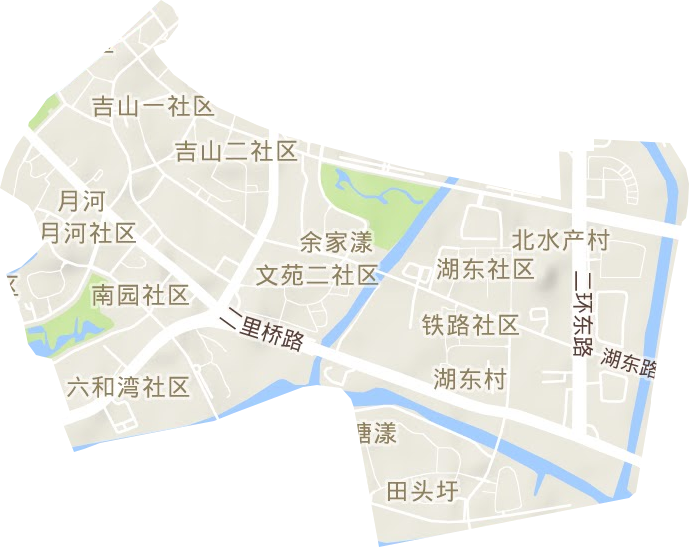 月河街道地形地图