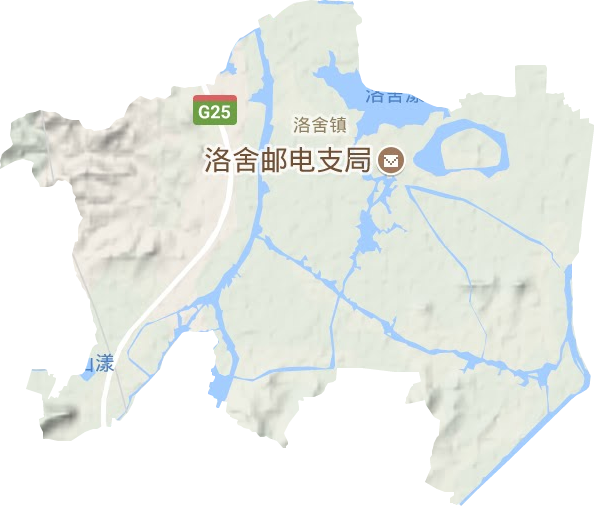 洛舍镇地形地图
