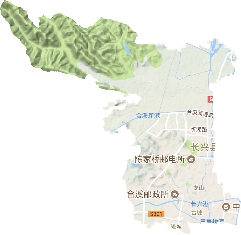 雉城街道地形地图