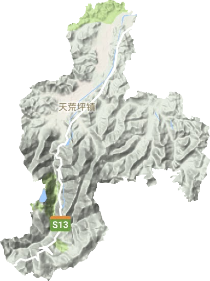 天荒坪镇地形地图