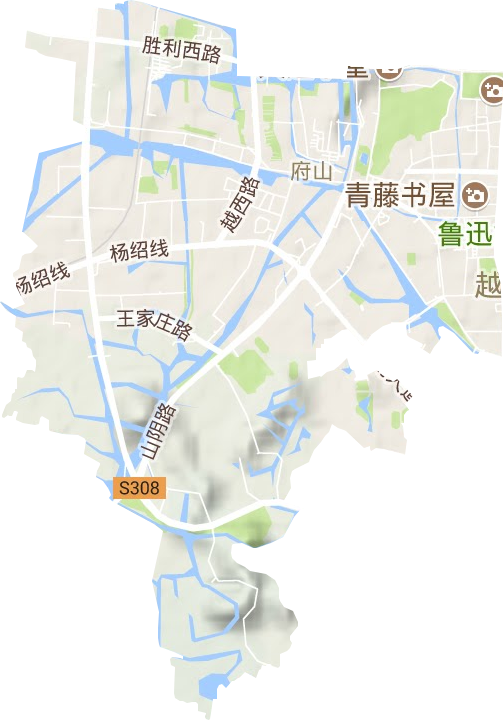 府山街道地形地图