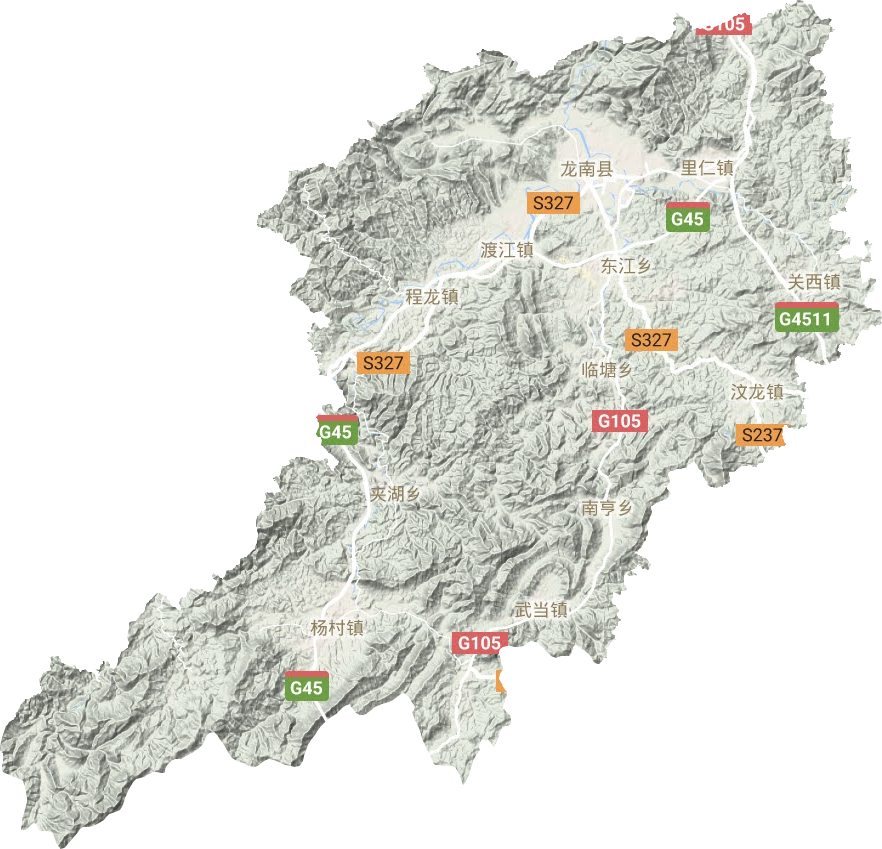 龙南市地形地图