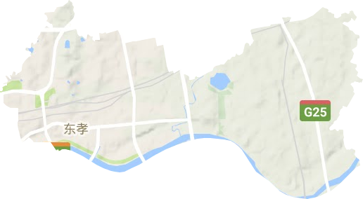 东孝街道地形地图