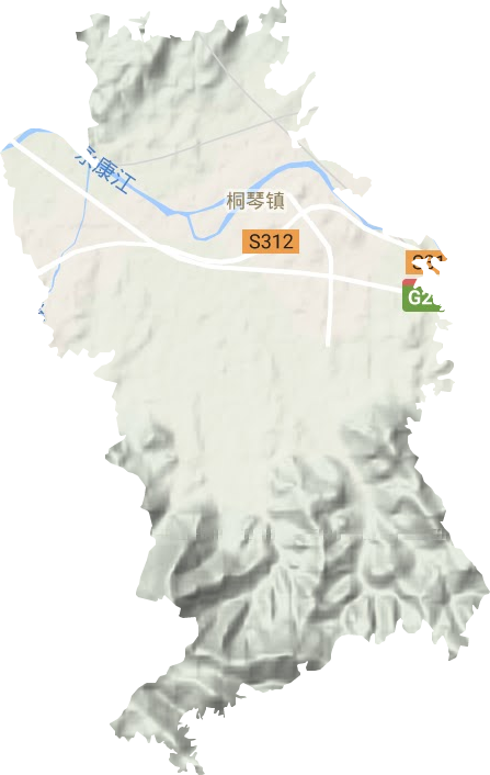桐琴镇地形地图