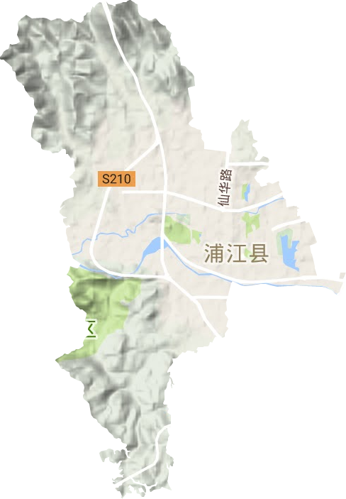浦阳街道地形地图