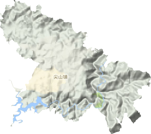 尖山镇地形地图