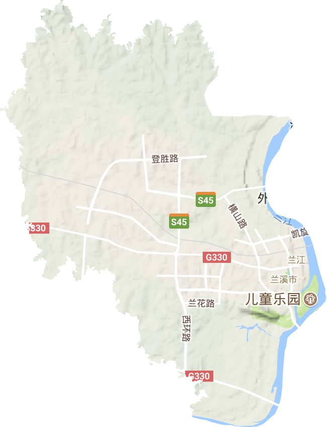 兰江街道地形地图