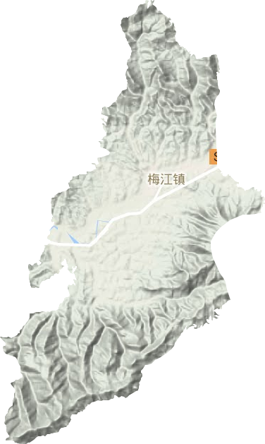 梅江镇地形地图
