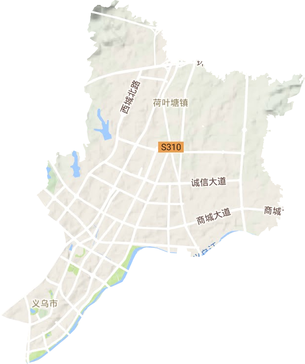 稠城街道地形地图