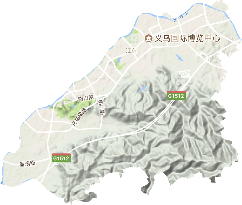 江东街道地形地图