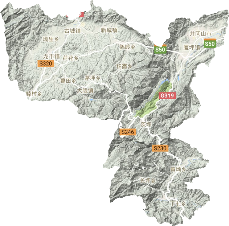 井冈山市地形地图
