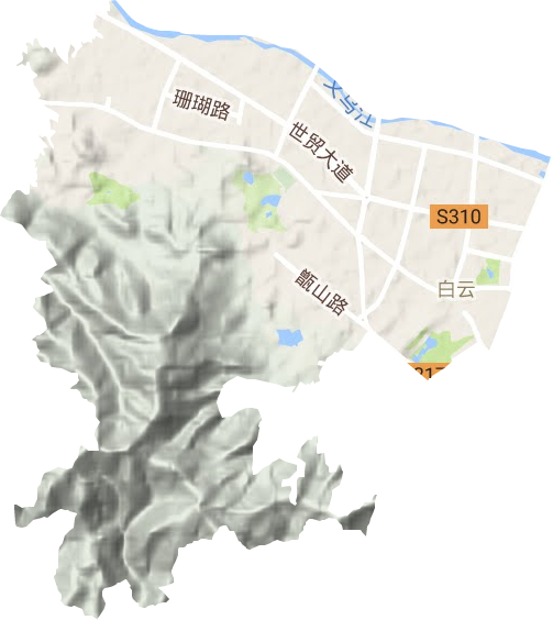 白云街道地形地图