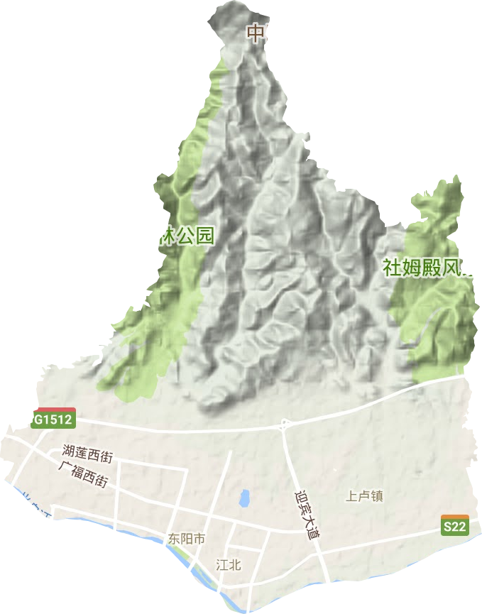 江北街道地形地图