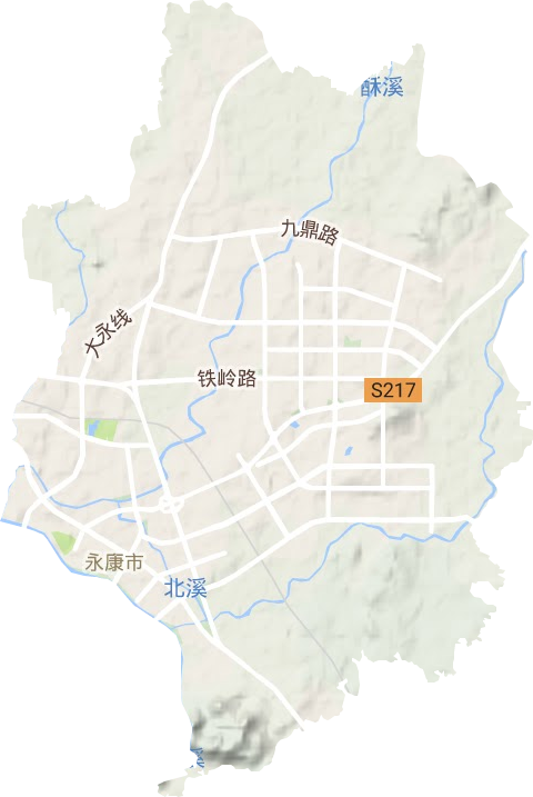 东城街道地形地图