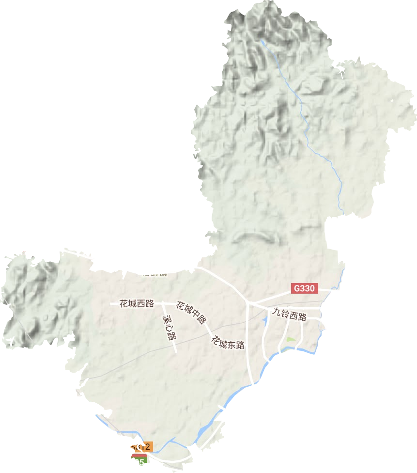 西城街道地形地图