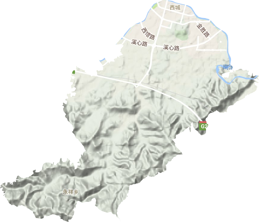 江南街道地形地图