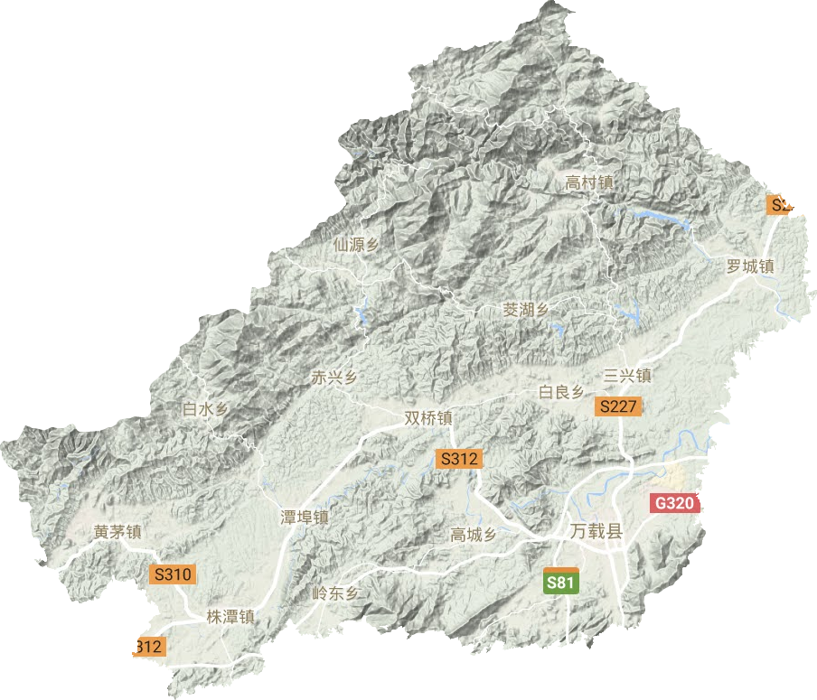 万载县地形地图