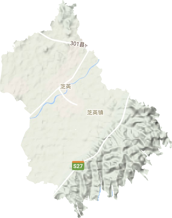 芝英镇地形地图