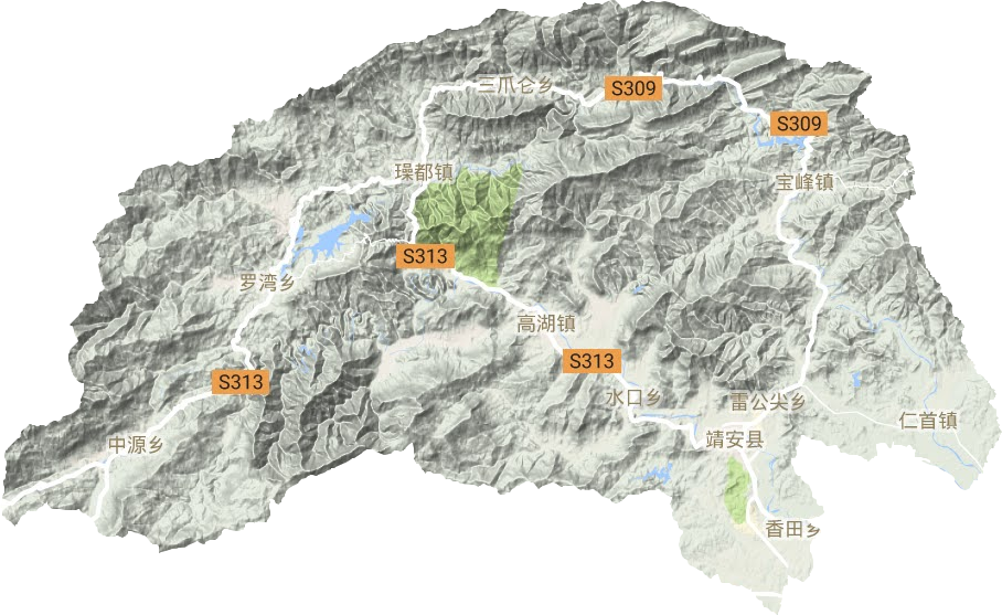 靖安县地形地图