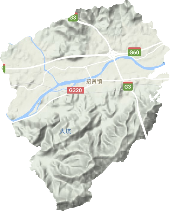 招贤镇地形地图
