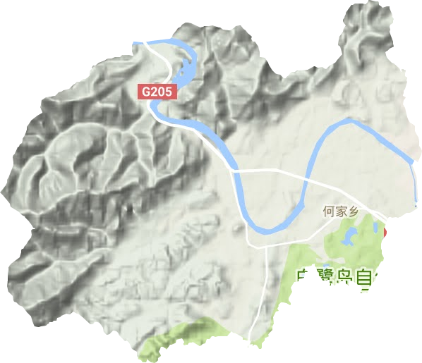 何家乡地形地图