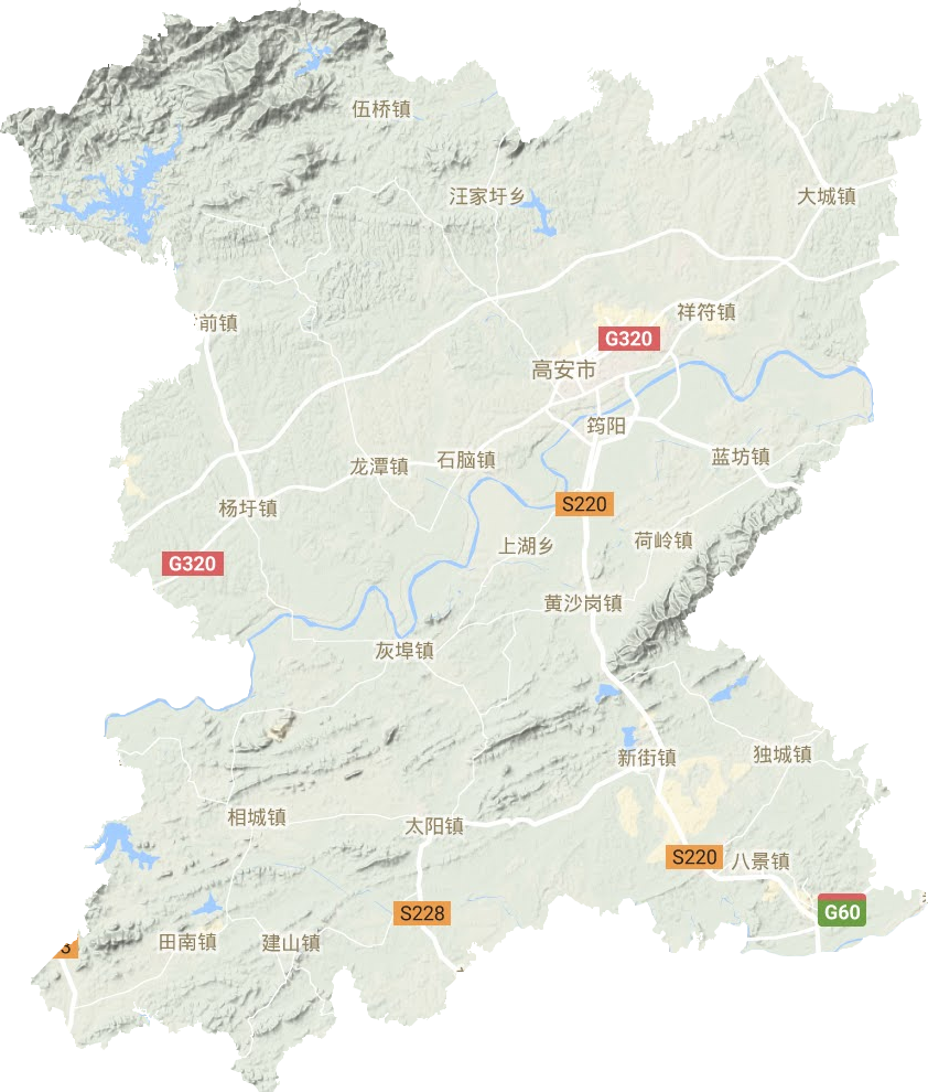 高安市地形地图