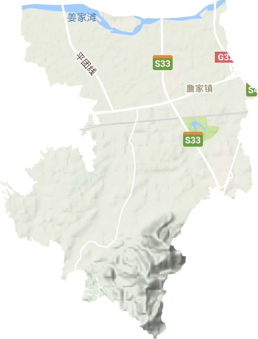 詹家镇地形地图