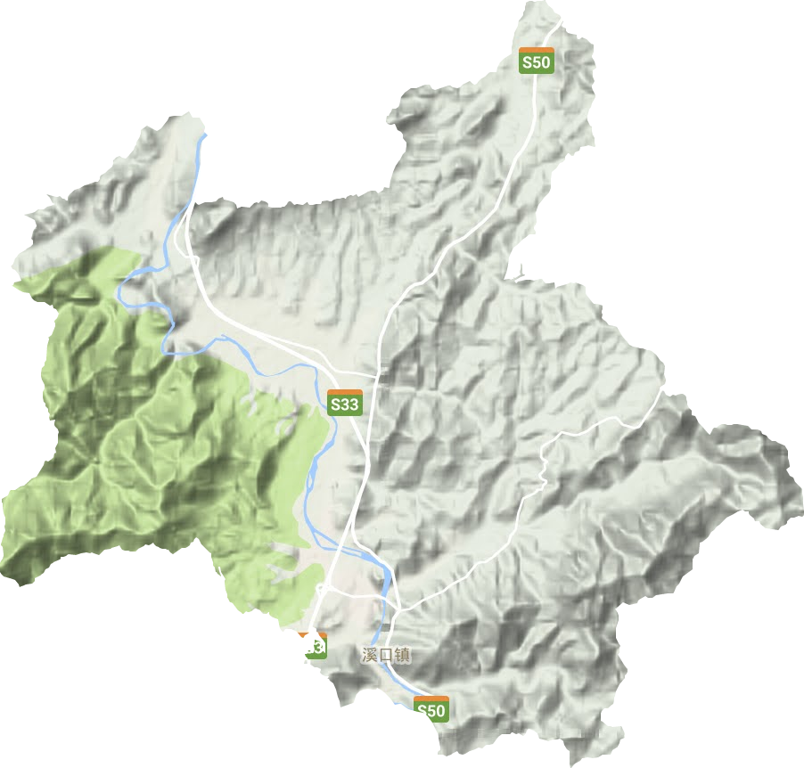 溪口镇地形地图
