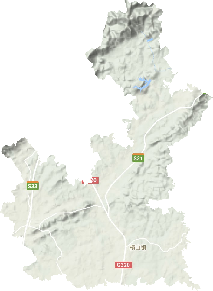 横山镇地形地图