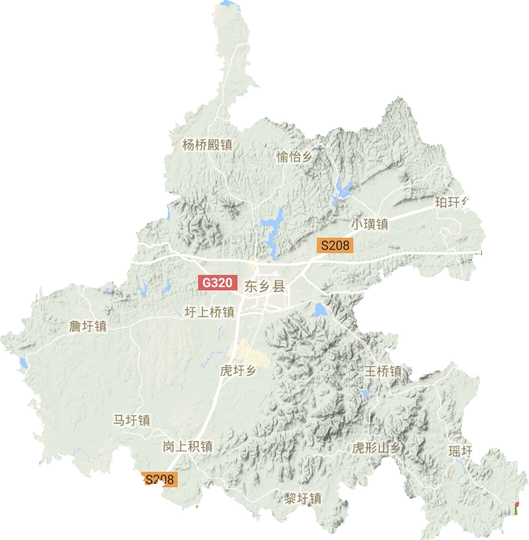 东乡区地形地图