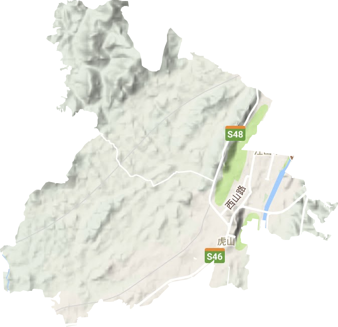 虎山街道地形地图