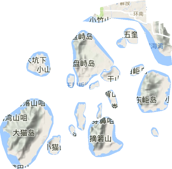 环南街道地形地图