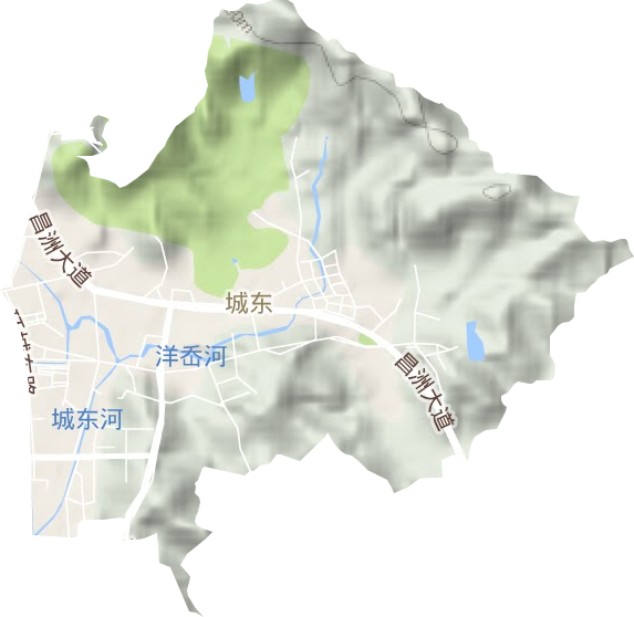 城东街道地形地图
