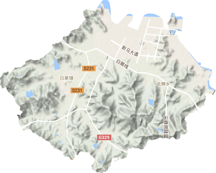 白泉镇地形地图