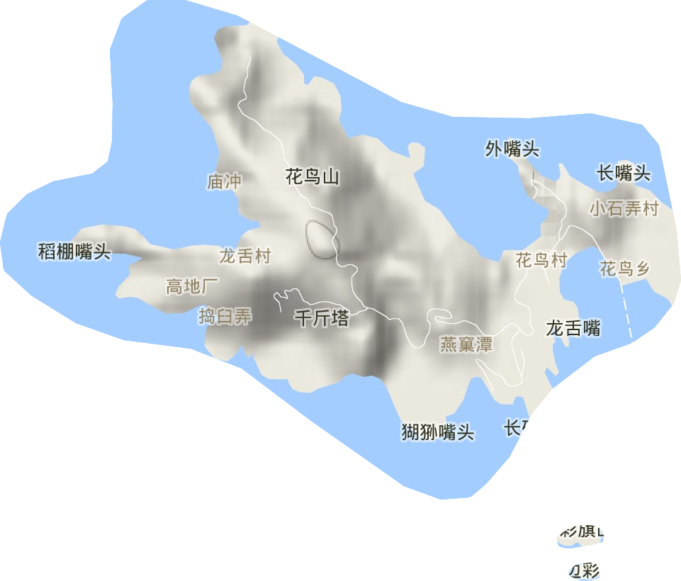 花鸟乡地形地图