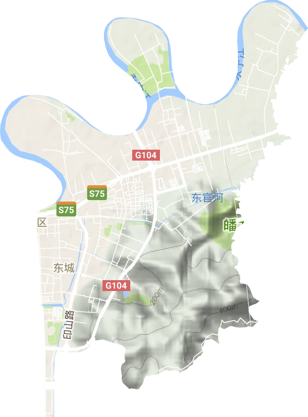 东城街道地形地图