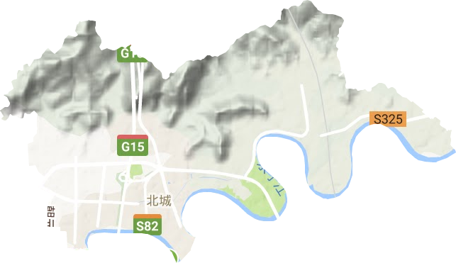 北城街道地形地图