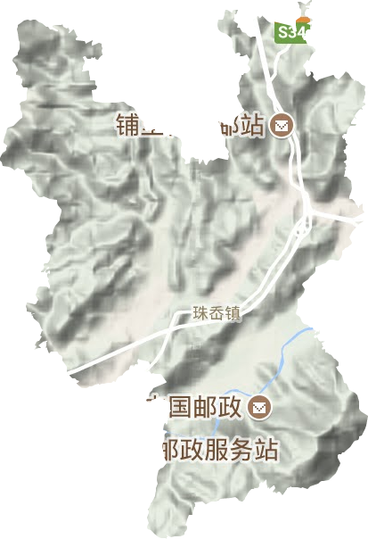 珠岙镇地形地图